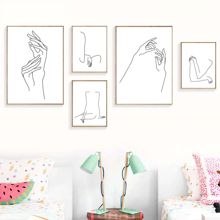 Lady Body Line Drawing Abstract Poster&amp;Prints Modern Canvas Painting Modular Wall Picture For Girls Bedroom Wall Art Home Decor (1)