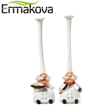 

ERMAKOVA 2 Pcs/Set Resin Kitchen Chef Figurine Cake Bakery Chef Miniature Cook Statue Home Kitchen Restaurant Bar Cafe Decor