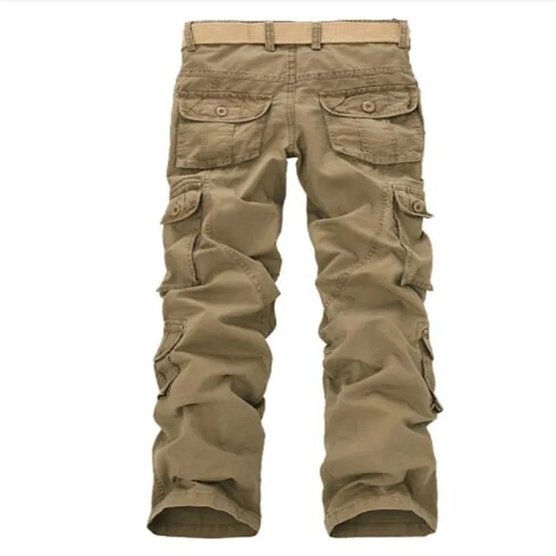 Мужские военные брюки карго с несколькими карманами, мешковатые мужские хлопковые брюки, повседневные Комбинезоны, армейские тактические брюки без ремней 46