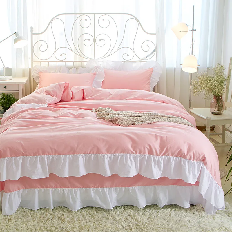 Princess cotton pink bedding set comforter/quilt/blanket/duvet COVER