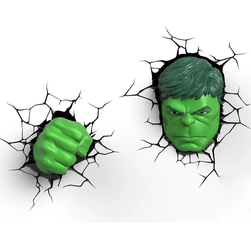 Ceny Kreatywny pokój dziecięcy Marvel Avengers 3D kinkiet Hulk Spiderman prezent dla dzieci kij nocny chłopiec oświetlenie led do pokoju noc kinkiety kinkiet