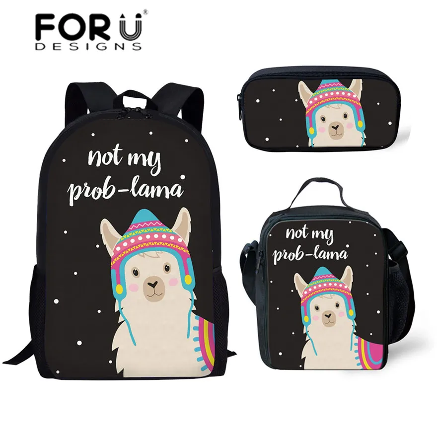 Школьные ранцы FORUDESIGNS с принтом милых животных Альпака для детей 3 шт./компл.