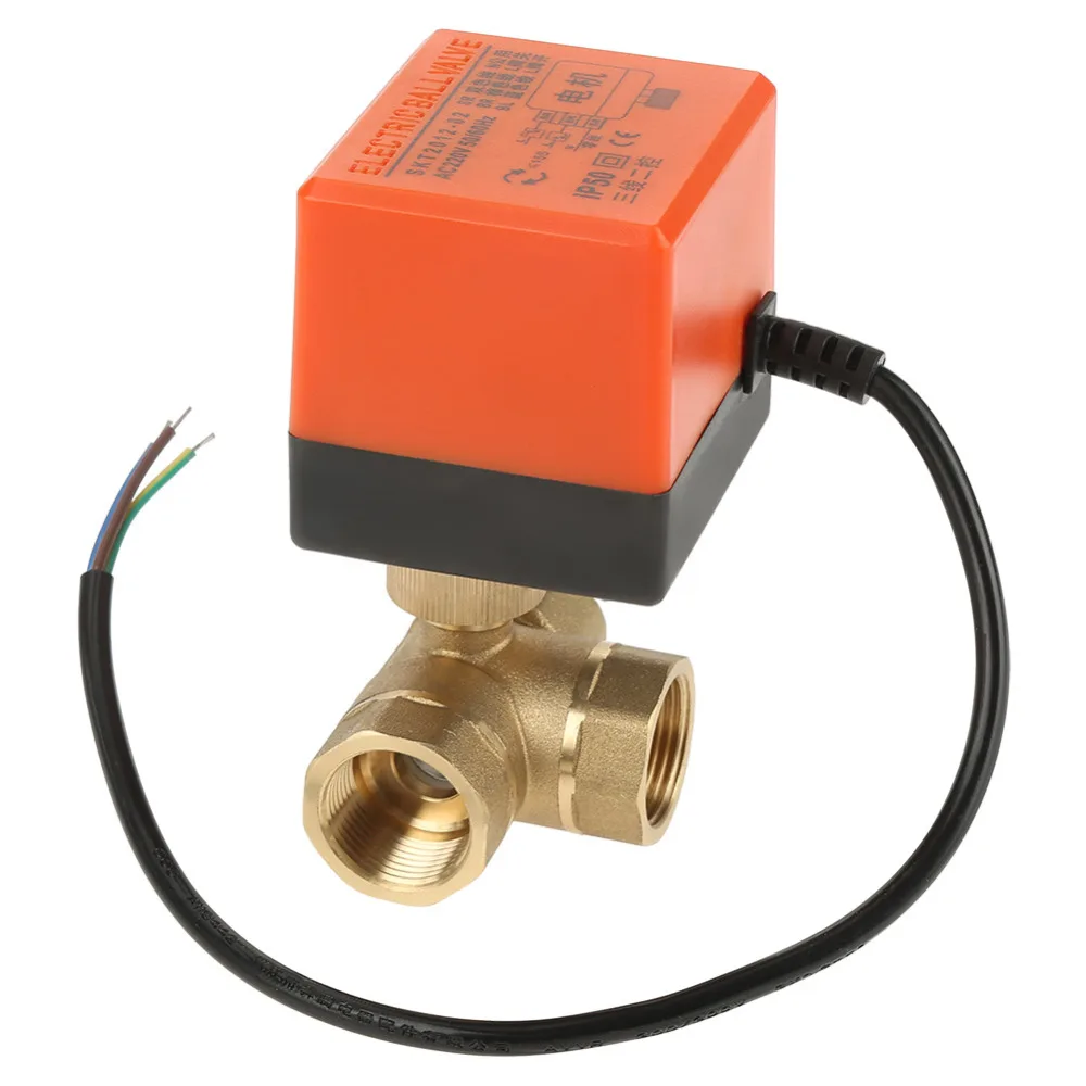 1 шт. AC 220 V G3/" DN20 3 способа латунный моторизованный шаровой клапан с приводом для кондиционера воздуха Системы и Водостоки Системы s