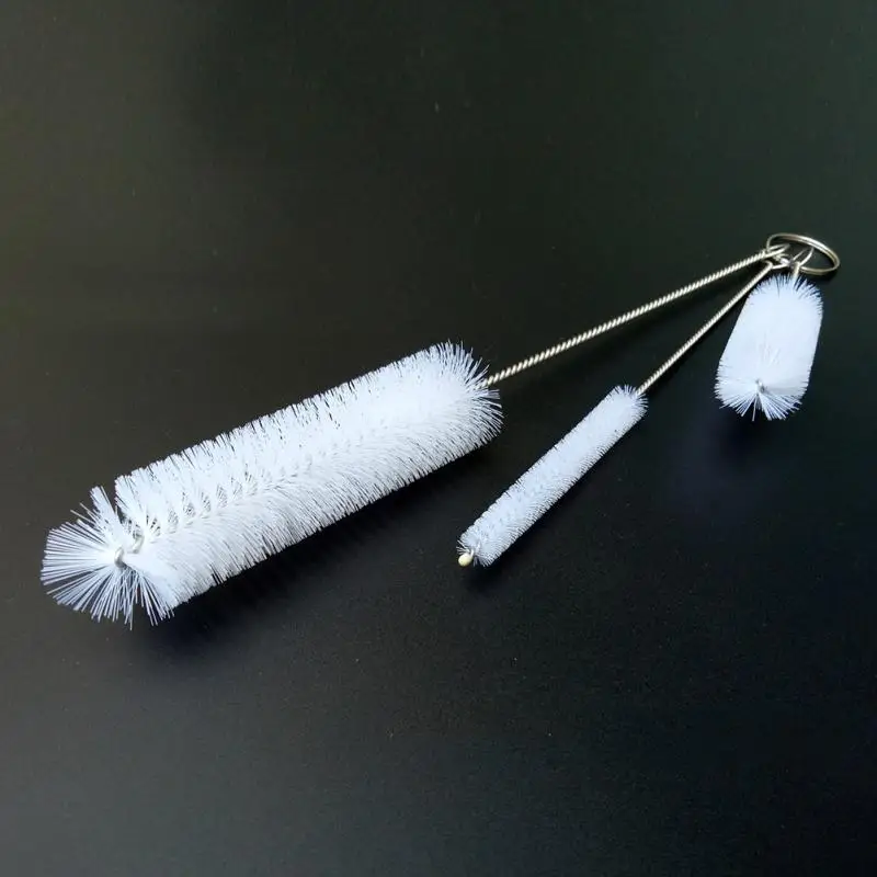 

White 3Pcs Household Bottle Tube Cleaning Brush Set Home Kitchen Clean Tool