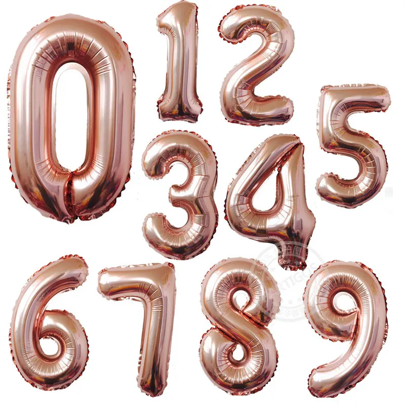 40 дюймов розовое золото Воздушные шары из фольги в виде цифр 0-9 цифр гелиевые шары счастливый год Свадьба День Рождения вечерние номер балаос украшения - Цвет: Rose Gold