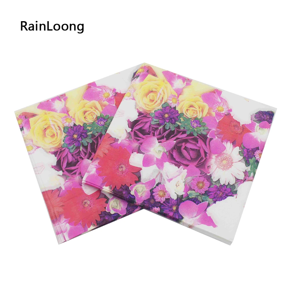 

[RainLoong] Floral Paper Napkin Flower Event & Party Supplies Tissue Napkin Supply Decoration Paper 33cm*33cm 20pcs/pack/lot