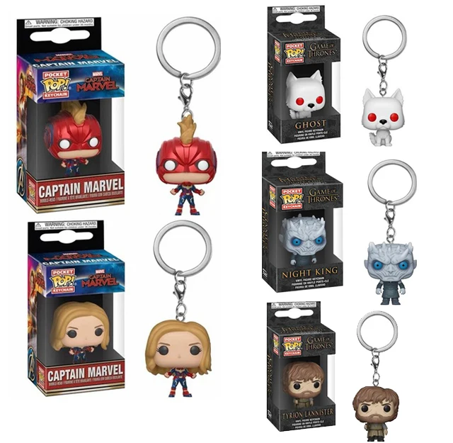

Funko POP Keychain Toys Captain Marvel Game of thrones Night King Chost Tyrion Lannister Action Figure Model toys for chlidren