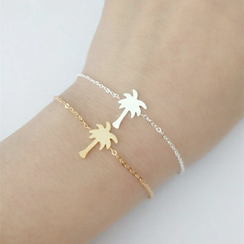 Tropical Palm Tree Charms Bracelets Friendship Gift For Women Beach