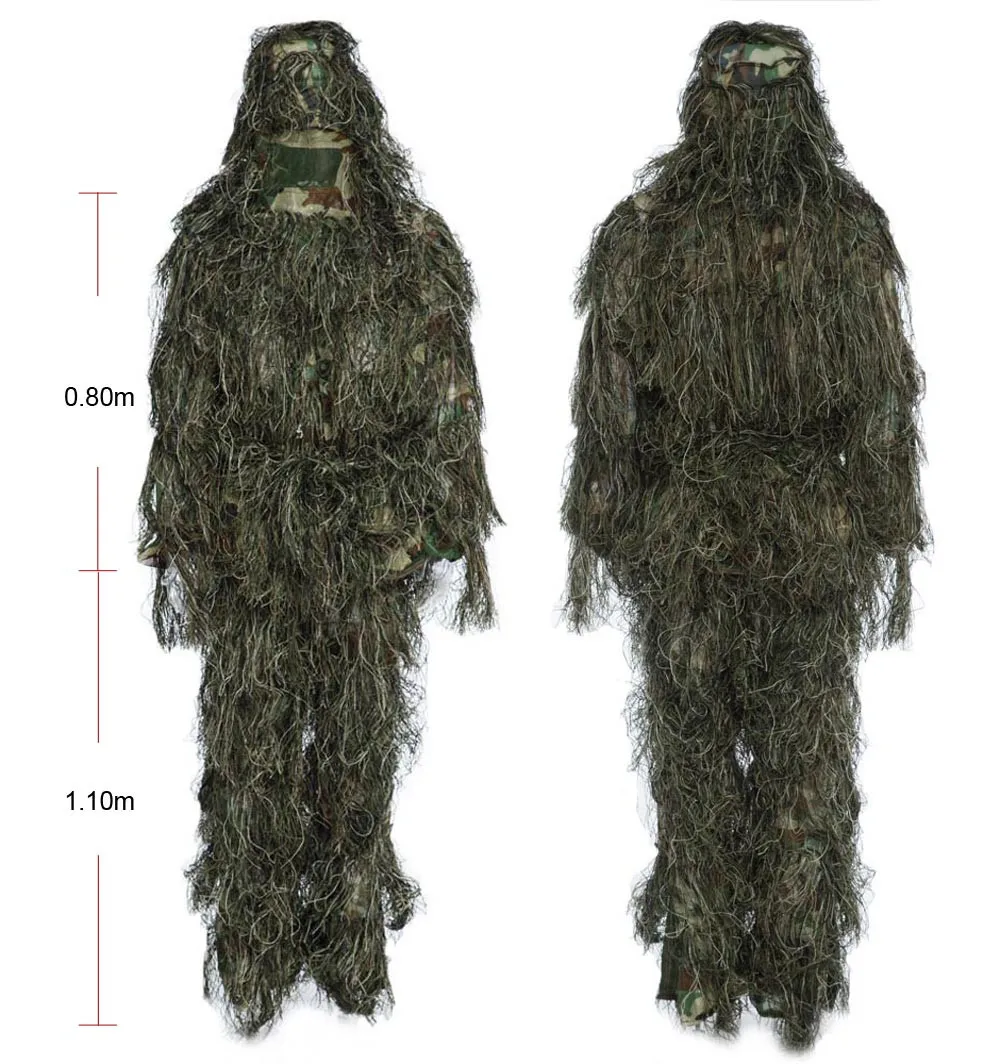 Ghillie костюм CS камуфляж костюмы набор 3D бионический лист Охота Маскировка Униформа Снайпер джунгли военный поезд охотничья ткань Лесной