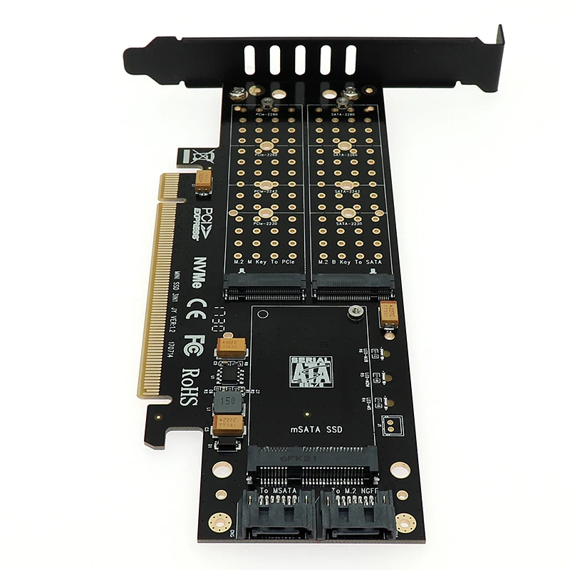 Оптовая продажа M.2 NVMe mSATA ssd PCI express Card Express 3 0X16 NGFF в 1 карта адаптера