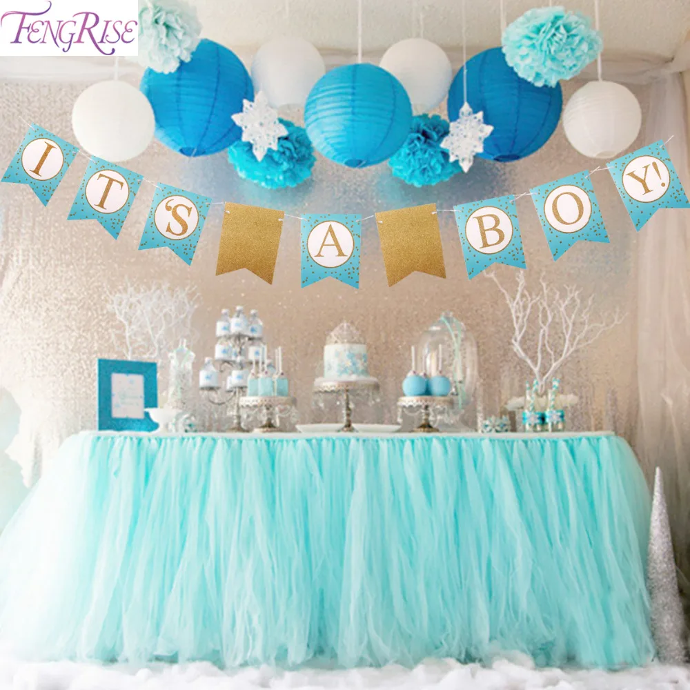 FENGRISE Baby Shower Декор баннер крафт бумага Гарланд его мальчик девочка ребенок