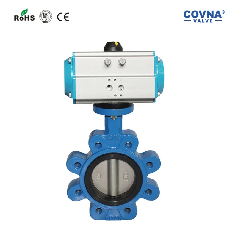 DN100 4 дюйм проушина Тип пневматический клапан бабочка с пружинным возвратом чугунный корпус с Нержавеющая сталь 304 диск опорная шайба из этилен-пропиленового каучука 150LB