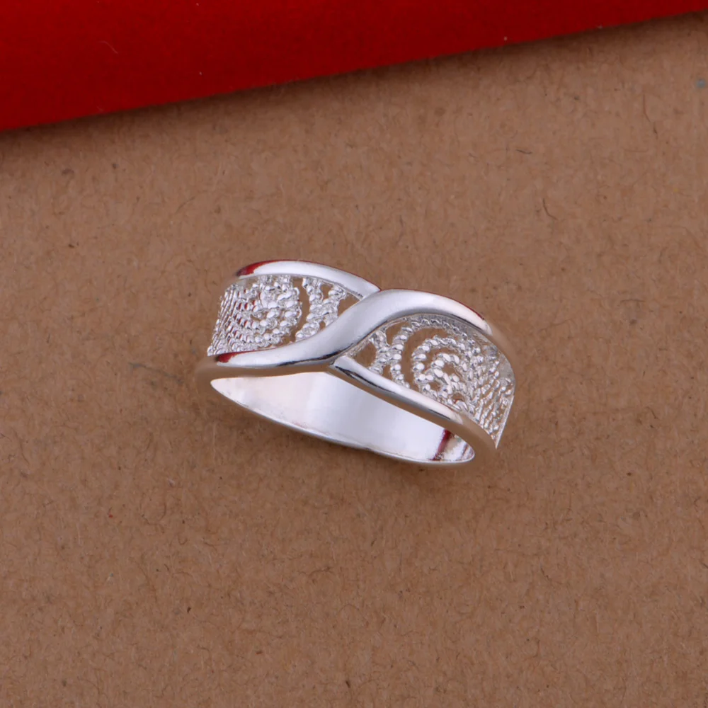 Silver Ring 925 Sterling Rounded Hollow Shiny Engagement/Wedding Party Jewelry