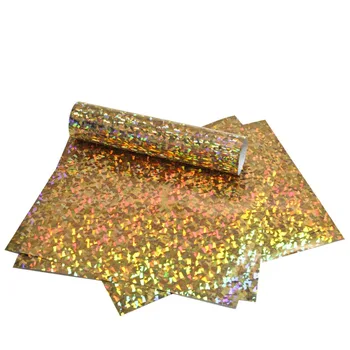 

Holographic Crystal Gold Heat Transfer Vinyl HTV Iron On Vinyl for T-Shirts 12"x10" 5 Sheets/Bundle