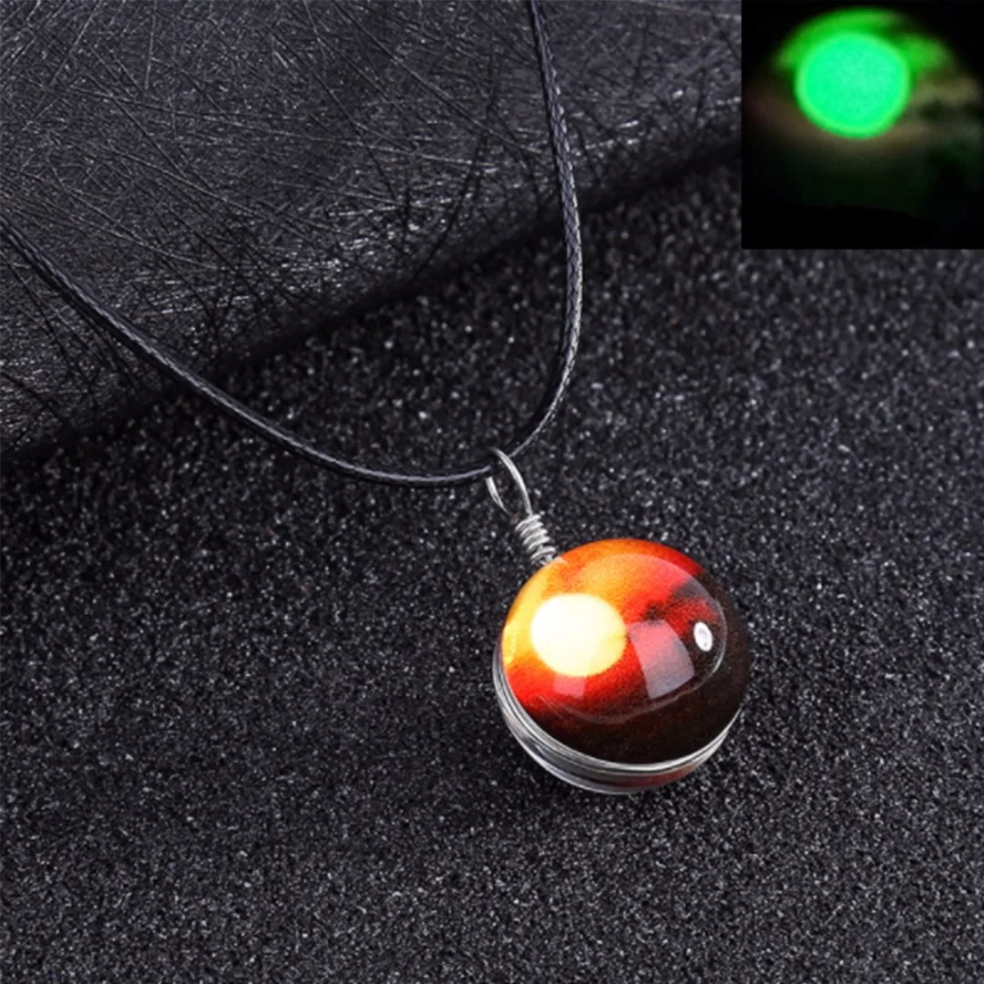 Shellhard Fashion Unisex Dreamy Glass Ball Star Universe Galaxy Pattern Pendant Necklace Colorful Charms Chain Luminous Jewelry