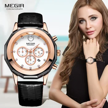 

Luxury Brand Women Quartz Watches Woman Chronograph Leather Strap Wrist Watches Chronograph Waterproof Wristwatch clock female
