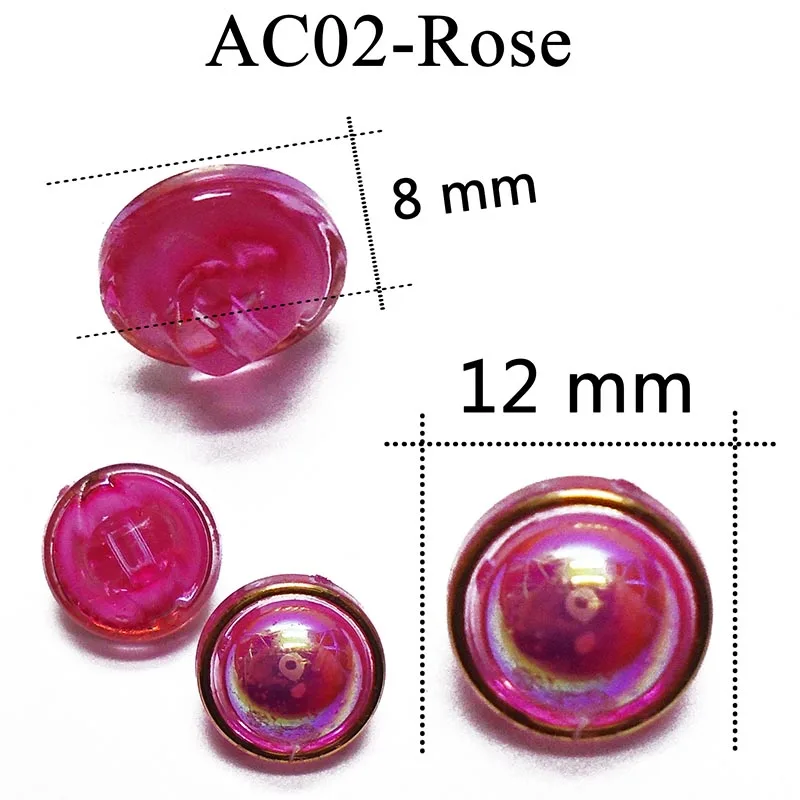 ZIEENE/10 шт., 25 шт., 50 шт., 12 цветов, детские акриловые перламутровые пуговицы с золотыми краями, для скрапбукинга, для рубашки, ручная работа, кнопка для детской одежды 12 мм - Цвет: AC02-rose