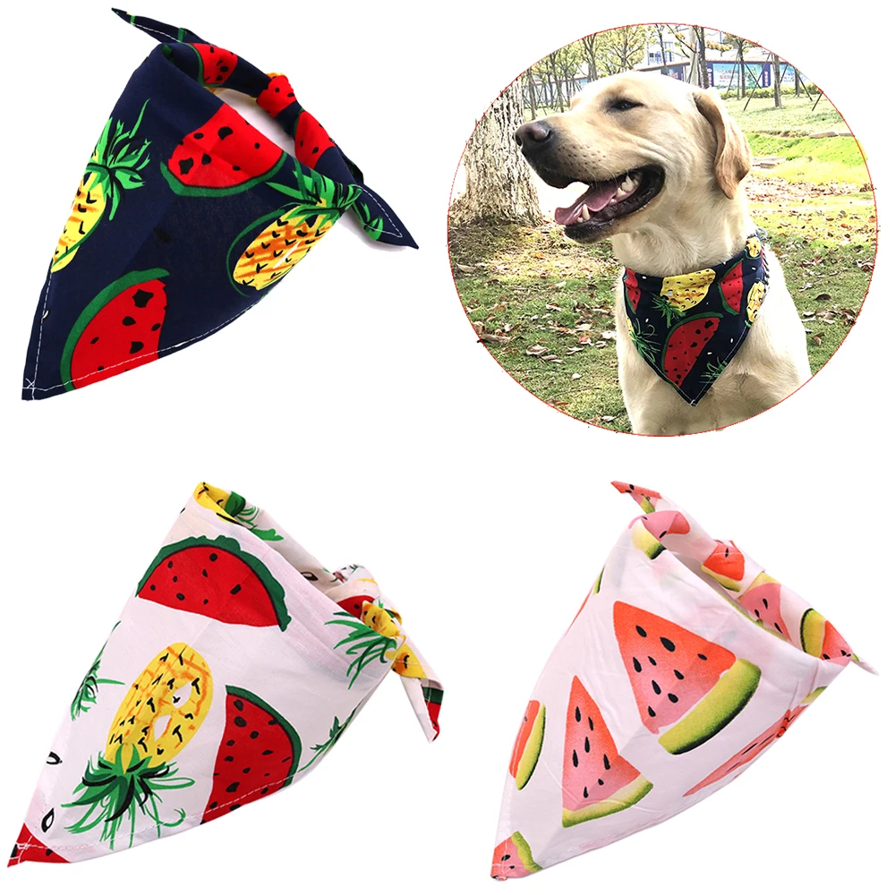 

1 Pcs Dog Bandana Summer Pattern Fruit Print Pet Dog Scarf Adjustable Dog Reversible Triangular Bandana Pet Accessories Product