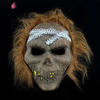 

Partyfareast Horror Cosplay Mask for Men PVC Flash Skull Savage Masks for Halloween Party Decoration Terror Props Ornament Decor