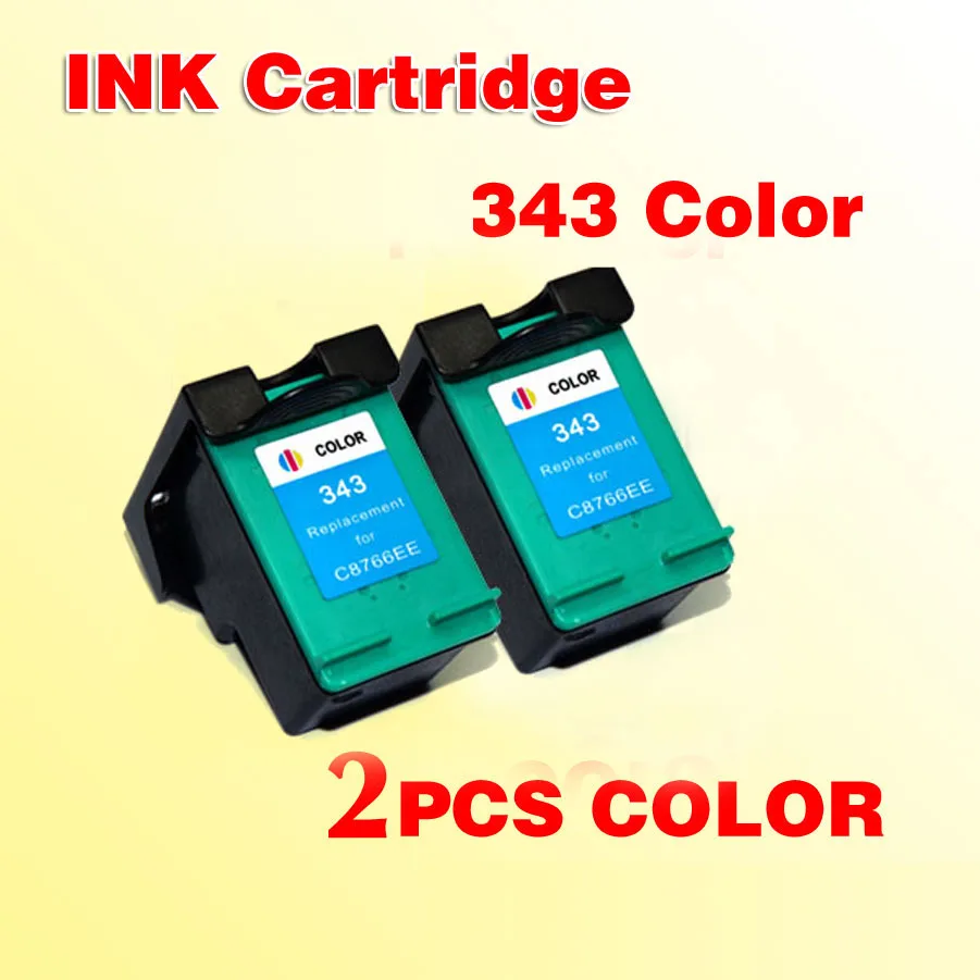 2x совместим с цветным чернильным картриджем 343 для Photosmart 1500/325/335 Deskjet 385/2750 |