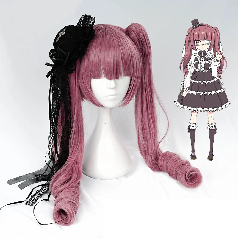 

Dropkick On My Devil Cosplay Wig Jyashin-chan Dropkick Yurine Hanaz Base Wig Pigtails Long Wavy Curly Synthetic Hair