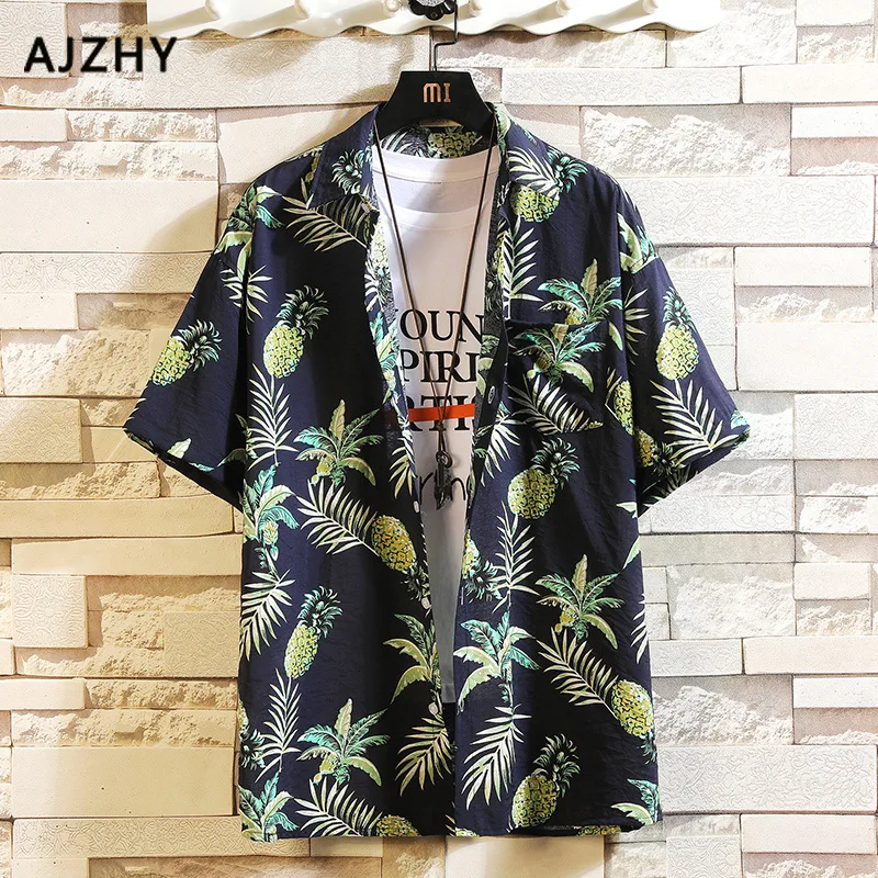 Летние Гавайские рубашки с коротким рукавом, Японская уличная одежда для мужчин и женщин, повседневные рубашки с принтом, пляжные, вечерние, уличные
