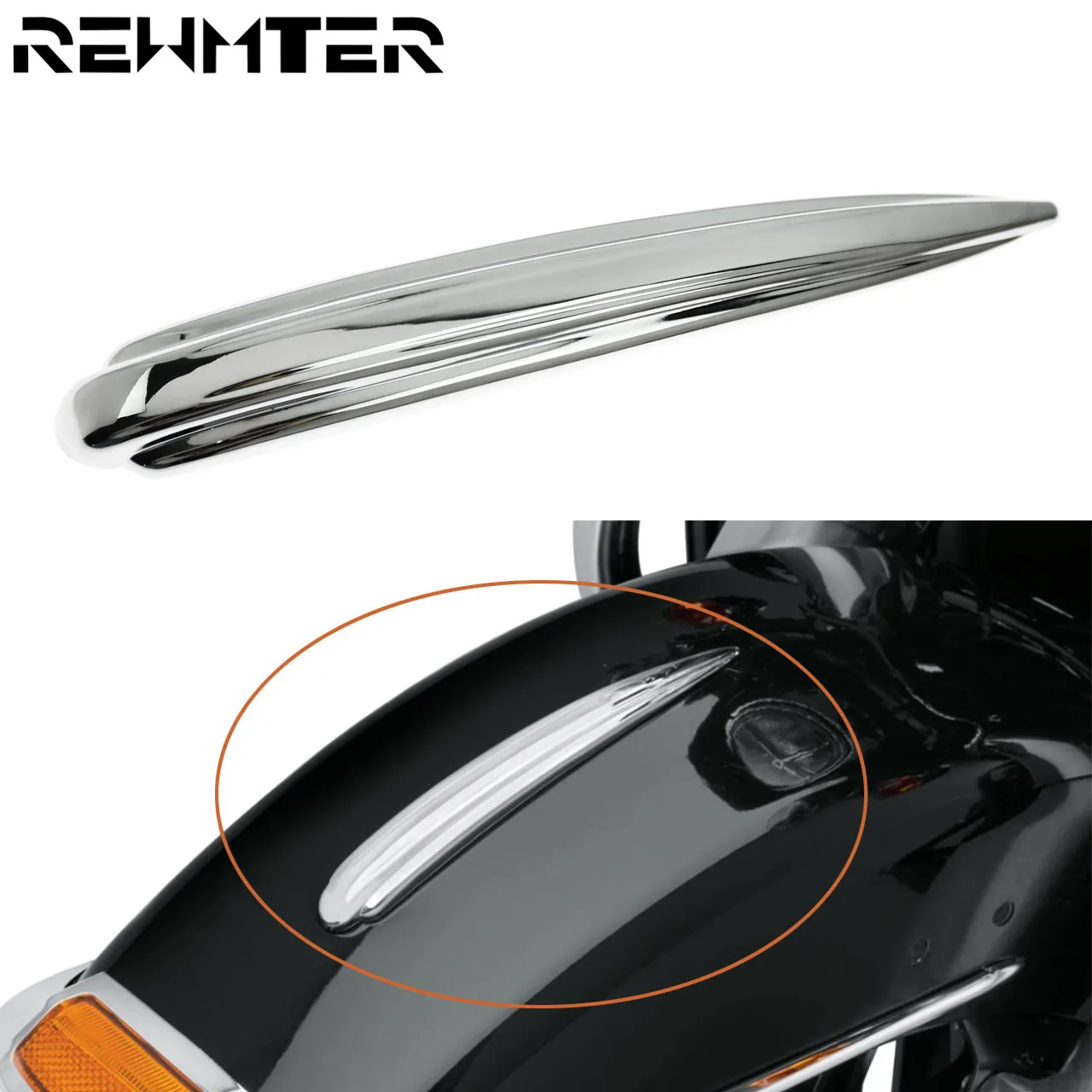 Chrome Front Fender Trim For Harley Davidson Road King, Electra Glide, Softail - Stainless Steel, Easy Bolt-On