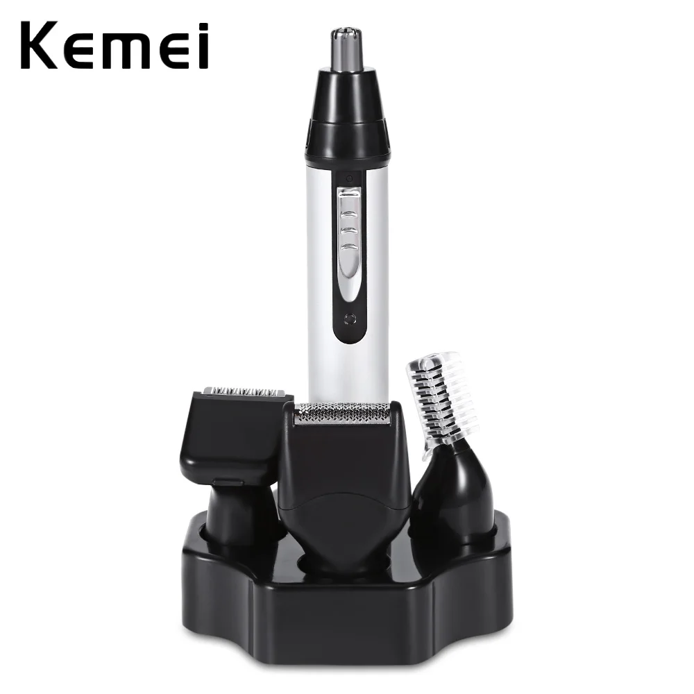 

Kemei KM-6650 4 In 1 Multifuntional Rechargeable Nose Beard Ear Eyebrow Hair Trimmer Set Facial Washable Beauty Cutter Cleaner