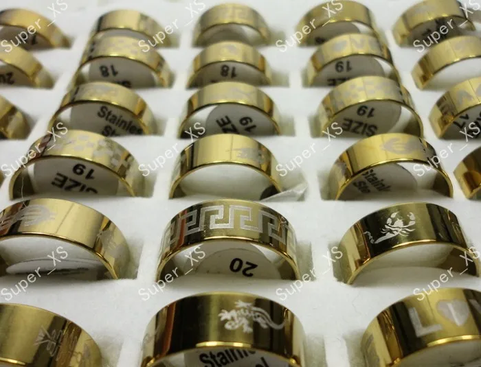 

300pcs wholesale lots jewelry gold plated stainless steel rings 18K Gold Plated rings free shipping RL046