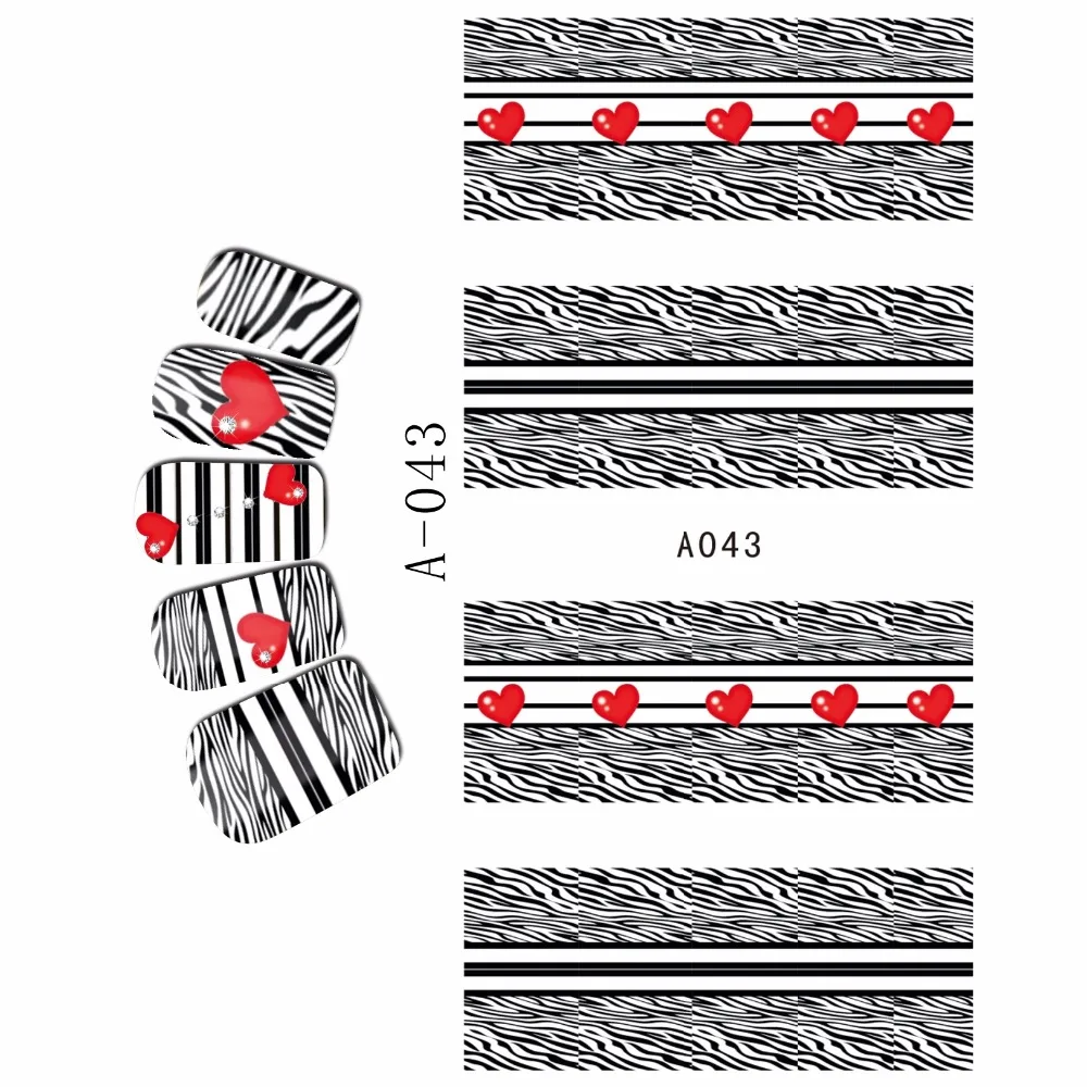 

WATER DECAL NAIL STICKER BLACK WHITE ZEBRA SKIN LACE FLOWER STRING ROLL CHESS BOARD A043-048