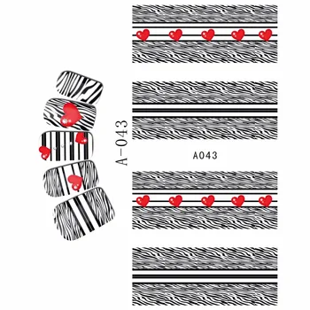 

WATER DECAL NAIL STICKER BLACK WHITE ZEBRA SKIN LACE FLOWER STRING ROLL CHESS BOARD A043-048