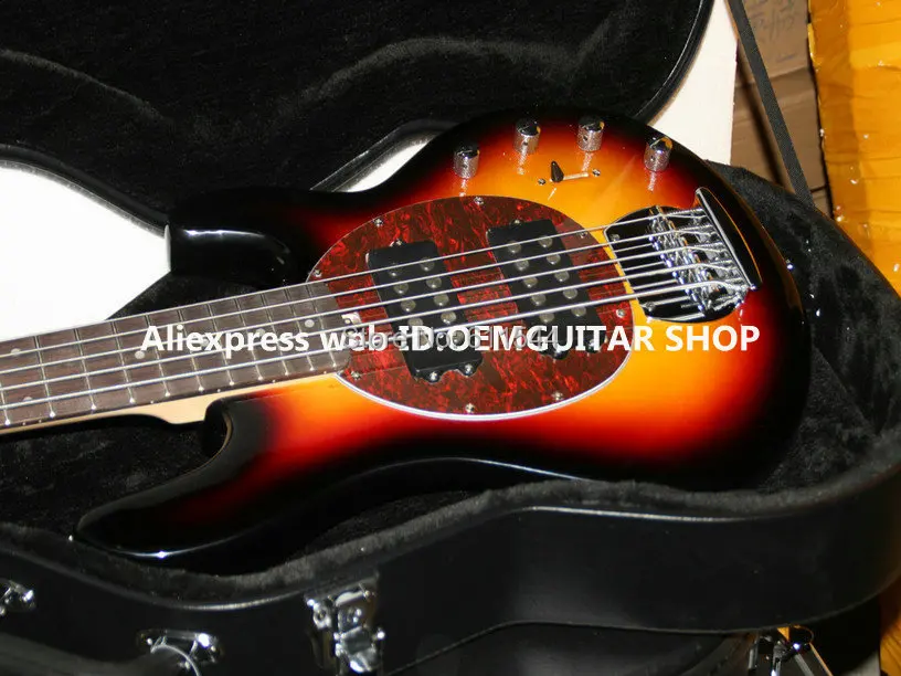 

Bass Guitars Sunburst 5 strings Electric Bass with Hardcase Free Shipping