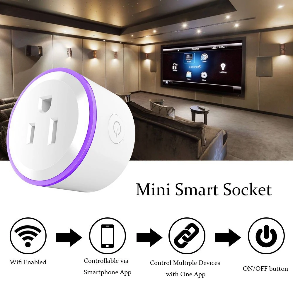 

Smart Mini Socket Plug WiFi Wireless Remote Socket Adaptor charger with Timer on and off Compatible with Alexa Google Home