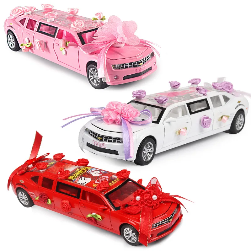 

1:32 Model Wedding Extended Car Diecast Metal Alloy Simulation Pull Back Cars Lights Toys Vehicles For Kids Gifts For Children