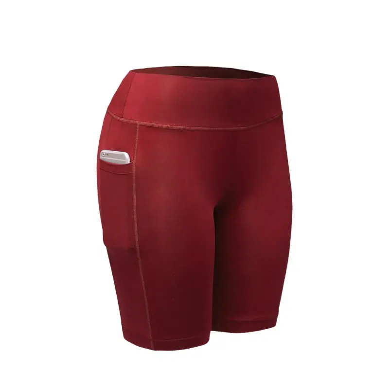 Летние женские компрессионные шорты, быстросохнущие, обтягивающие, эластичные, дышащие, обтягивающие, тянущиеся, короткие штаны для женщин, для фитнеса, сухие, женские - Цвет: Красный
