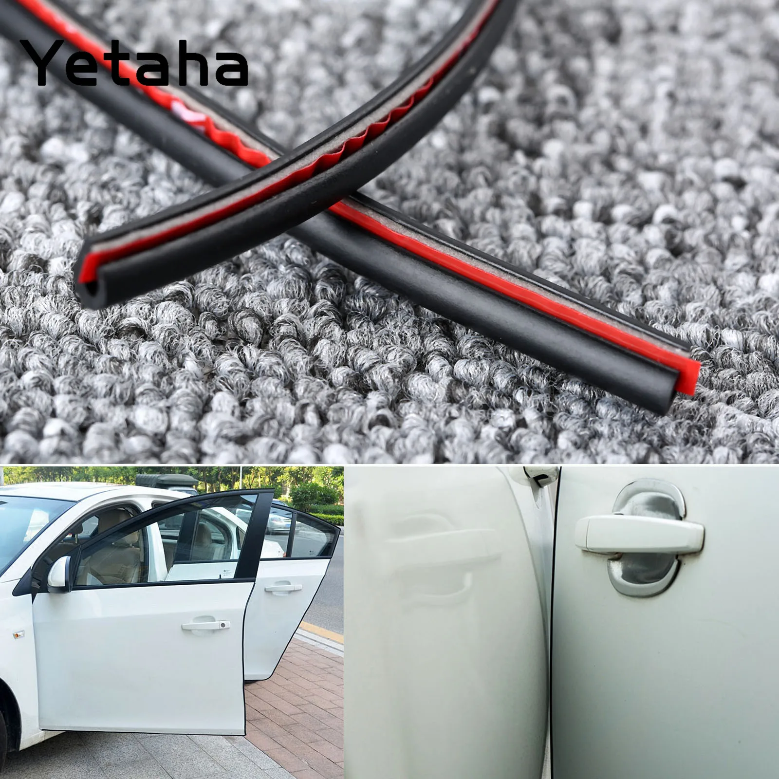 

Yetaha 5M Car Door Scratch Protector Rubber Trim Edges Guard Scratch Covers Trunk Hood Black Anti-Scratch Car Styling Mouldings