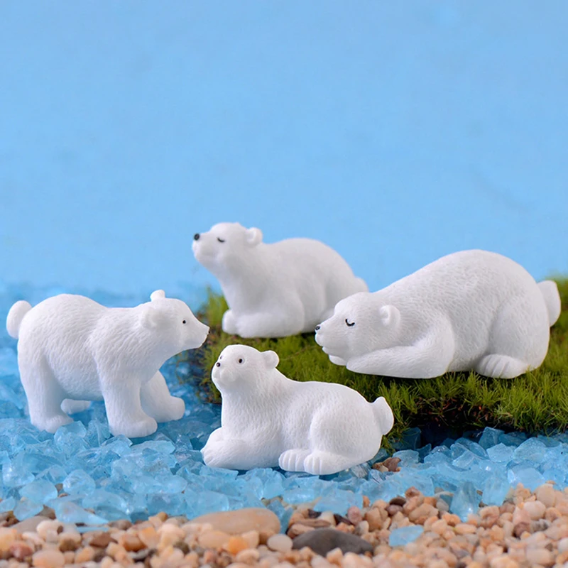 1 шт. милый белый медведь собаки Гусь Смолы MiniaturesBonsai украшения животные фигурки микро Пейзаж украшения