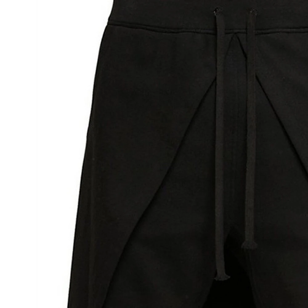 Hemiks Men Casual Pants Orgshine Medieval Costume For Men Western Style Spliced Loose Pants Solid Black Color Irregular Pants