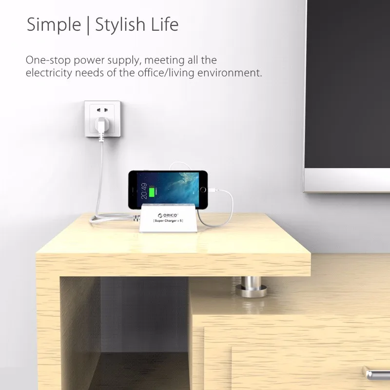 ORICO Office для дома EU power Strip Smart удлинитель зарядное устройство с 2 розетками переменного тока и 5 портами USB зарядное устройство для телефонов