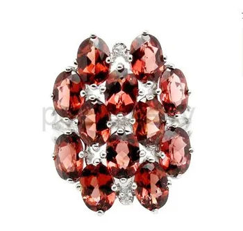 

Per jewelry Natural real red garnet luxury ring Free shipping 925 sterling silver rings 0.5CT*12pcs gemstone C91291