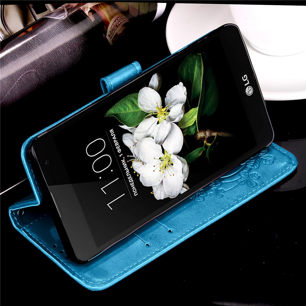 

For LG K7 X210 Leather Flip Wallet Phone Case For LG K7 X210ds MS330 K330 Flower Pattern Stand Back Cover Card Holder Coque