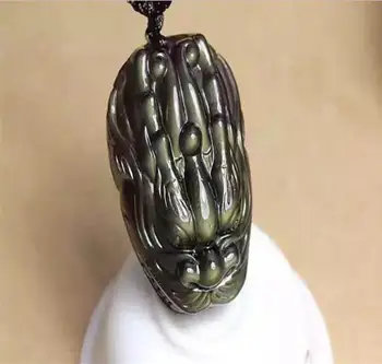 

Natural ice type ice color obsidian gilt stone pendant o15#
