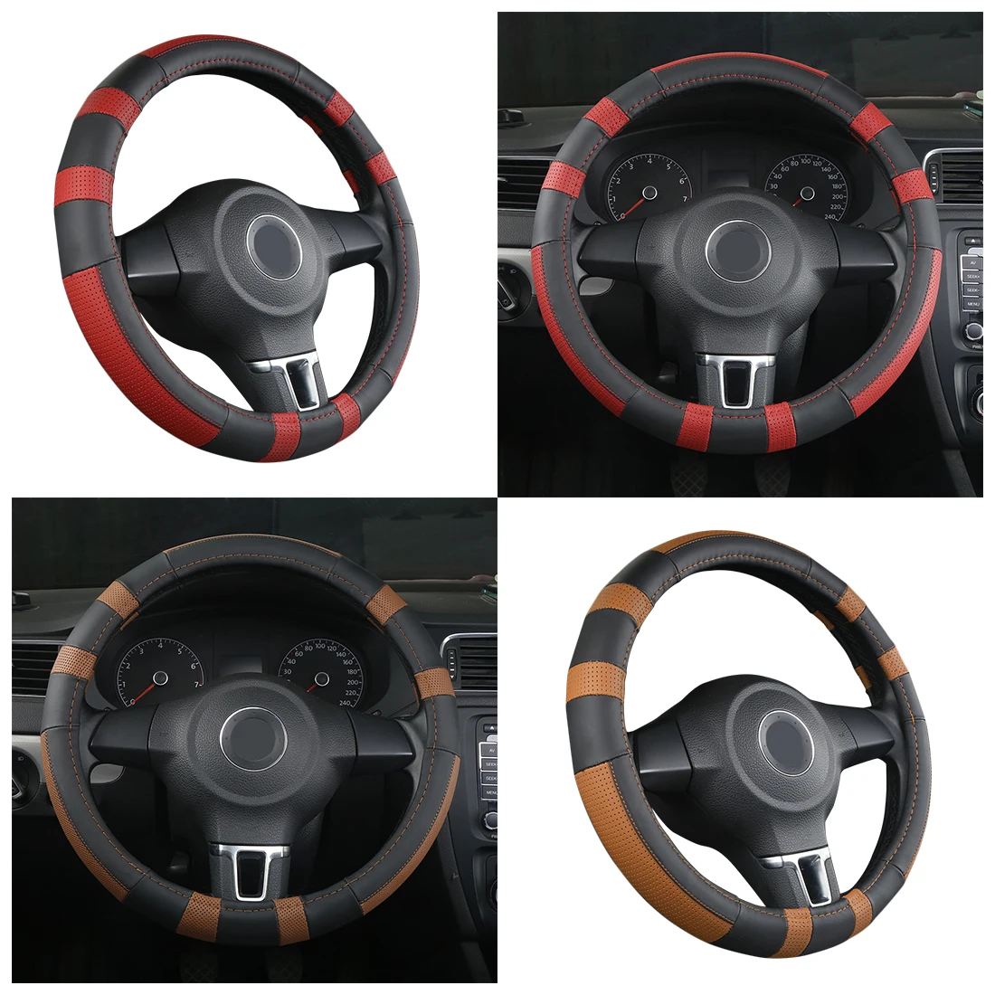 Dewtreetali Leather Car Steering Wheel Cover Size 38cm Steering wheel