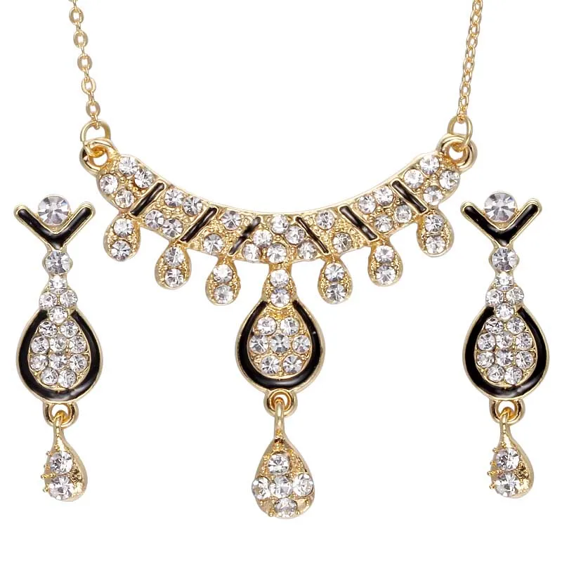 ZOSHI Модные Ювелирные наборы с кристаллами для женщин, круглый цветок, многослойная золотая цепочка, ожерелье, серьги-гвоздики, женский свадебный ювелирный набор - Окраска металла: F1149
