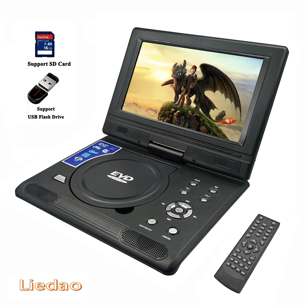 Liedao 9,8 дюймов Портативный DVD EVD VCD SVCD CD плеер с функцией игры и радио ТВ AV поддержка SD MS MMC карты