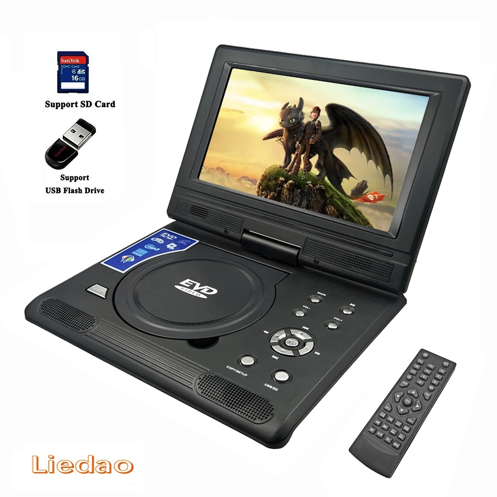 Liedao 9 8 дюймов Портативный DVD EVD VCD SVCD CD плеер с функцией игры и радио ТВ AV поддержка