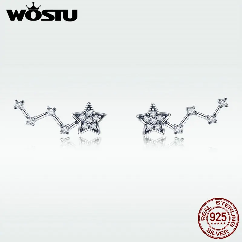 

WOSTU 100% 925 Sterling Silver Dazzling Tiny Star Stud Earrings For Women Girl Original Silver Fashion Jewelry Earring DXE439