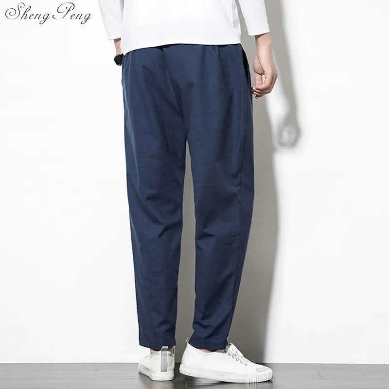 Традиционная китайская одежда для мужчин wushu Одежда Кунг-фу брюки льняные Мужские штаны в китайском стиле крыло chun одежда V1366
