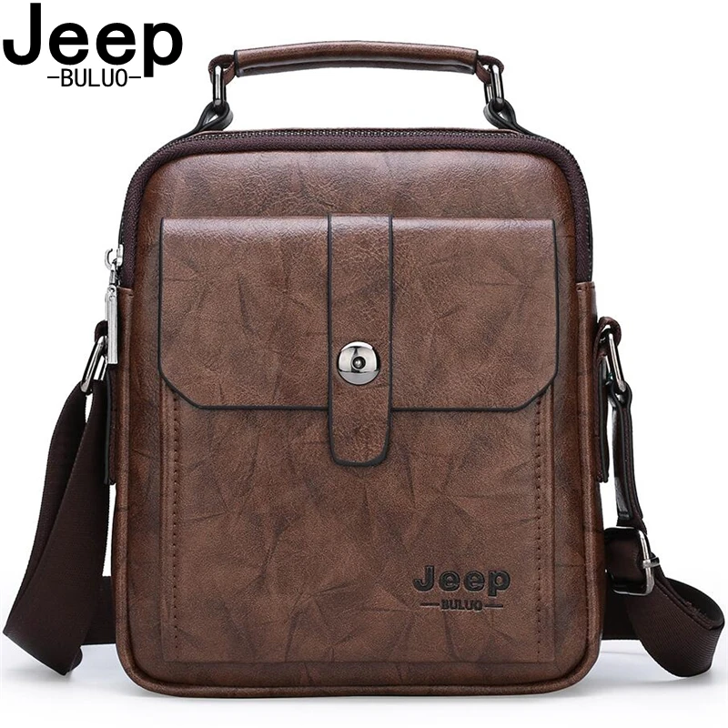 Мужская модная сумка из спилка jeep buluo оранжевая для документов заплечная