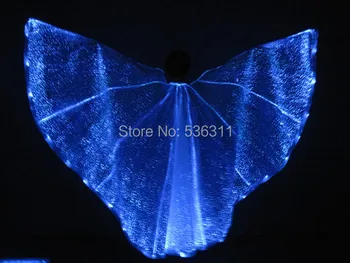 

Fashionable led dance Carnival costumes luminous wings belly dance performance wear with RGB changeable color 1.2*4.5m YQ-66
